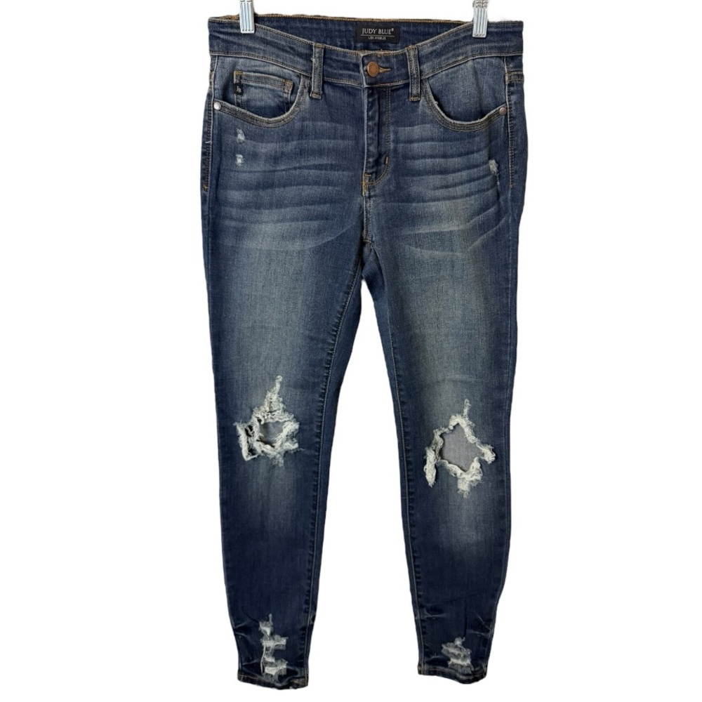 Judy Blue Distressed Dark Blue Skinny Jeans